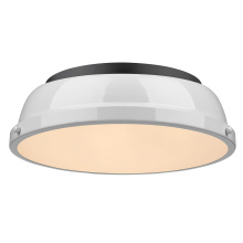 Golden 3602-14 BLK-WH - Yep by Golden Lighting Duncan 2-light Flush Mount in Matte Black and White shade